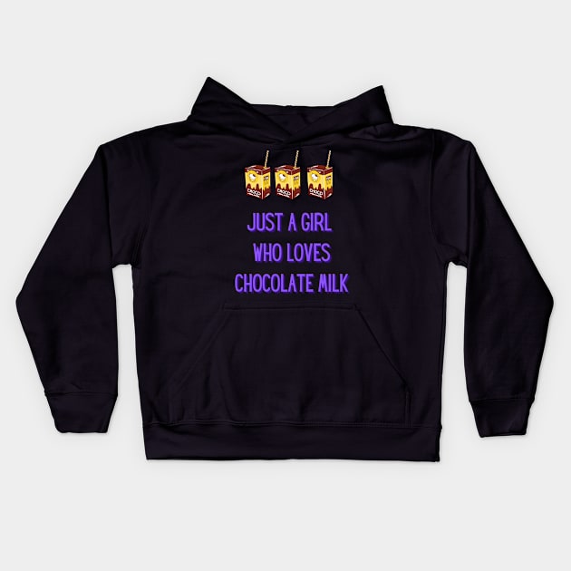 Just a girl who loves chocolate milk Kids Hoodie by Owendell